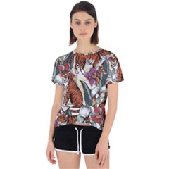 Natural seamless pattern with tiger blooming orchid Open Back Sport Tee