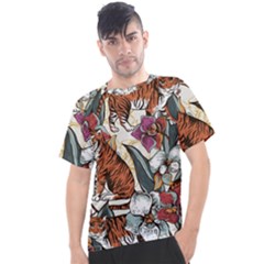 Natural seamless pattern with tiger blooming orchid Men s Sport Top