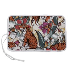 Natural seamless pattern with tiger blooming orchid Pen Storage Case (L)