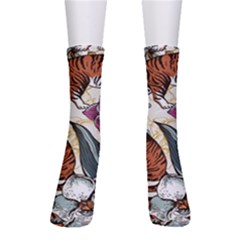 Natural seamless pattern with tiger blooming orchid Men s Crew Socks
