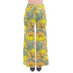 Seamless Pattern With Graphic Spring Flowers So Vintage Palazzo Pants
