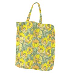 Seamless Pattern With Graphic Spring Flowers Giant Grocery Tote
