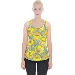 Seamless Pattern With Graphic Spring Flowers Piece Up Tank Top