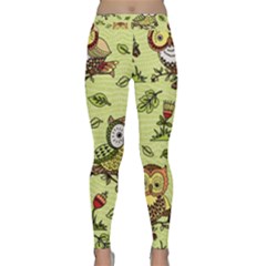 Seamless Pattern With Flowers Owls Classic Yoga Leggings by BangZart