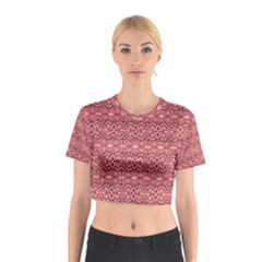 Pink Art With Abstract Seamless Flaming Pattern Cotton Crop Top by BangZart