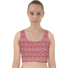 Pink Art With Abstract Seamless Flaming Pattern Velvet Racer Back Crop Top