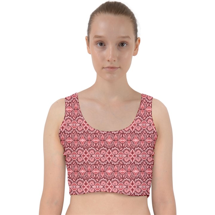 Pink art with abstract seamless flaming pattern Velvet Racer Back Crop Top