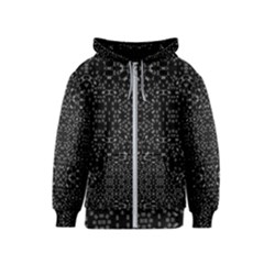 Black And White Tech Pattern Kids  Zipper Hoodie by dflcprintsclothing