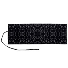 Black And White Tech Pattern Roll Up Canvas Pencil Holder (m)