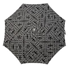 Linear Black And White Ethnic Print Straight Umbrellas