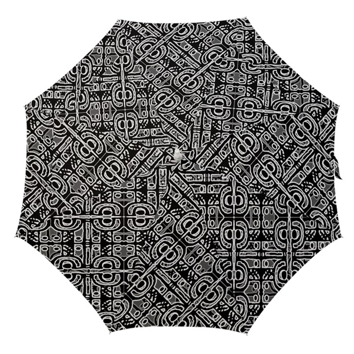 Linear Black And White Ethnic Print Straight Umbrellas