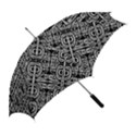 Linear Black And White Ethnic Print Straight Umbrellas View2