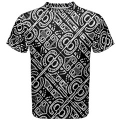 Linear Black And White Ethnic Print Men s Cotton Tee by dflcprintsclothing