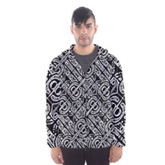 Linear Black And White Ethnic Print Men s Hooded Windbreaker by dflcprintsclothing