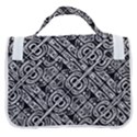 Linear Black And White Ethnic Print Satchel Handbag View3