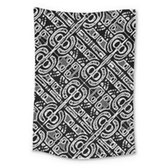Linear Black And White Ethnic Print Large Tapestry by dflcprintsclothing