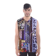 Shinjuku District Urban Night Scene, Tokyo Japan Men s Basketball Tank Top