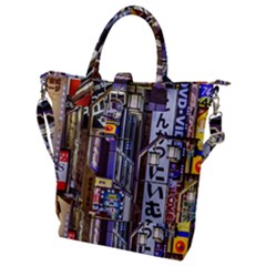 Shinjuku District Urban Night Scene, Tokyo Japan Buckle Top Tote Bag by dflcprintsclothing