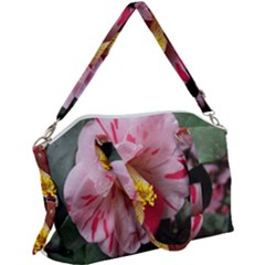 Striped Pink Camellia Ii Canvas Crossbody Bag by okhismakingart