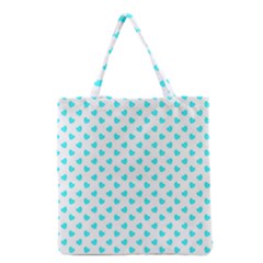 White Light Blue Hearts Pattern, Pastel Sky Blue Color Grocery Tote Bag by Casemiro