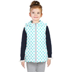 White Light Blue Hearts Pattern, Pastel Sky Blue Color Kids  Hooded Puffer Vest by Casemiro