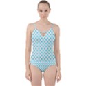 White light blue Hearts pattern, pastel sky blue color Cut Out Top Tankini Set View1