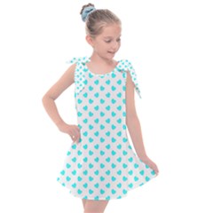 White Light Blue Hearts Pattern, Pastel Sky Blue Color Kids  Tie Up Tunic Dress by Casemiro