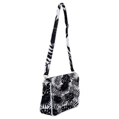 Black And White Tropical Leafs Pattern, Vector Image Shoulder Bag With Back Zipper by Casemiro