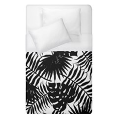 Black And White Tropical Leafs Pattern, Vector Image Duvet Cover (single Size) by Casemiro