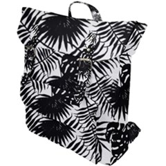 Black And White Tropical Leafs Pattern, Vector Image Buckle Up Backpack by Casemiro