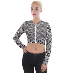 Leopard Spots Pattern, Geometric Dots, Animal Fur Print Long Sleeve Cropped Velvet Jacket by Casemiro