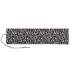 Leopard Spots Pattern, Geometric Dots, Animal Fur Print Roll Up Canvas Pencil Holder (l) by Casemiro