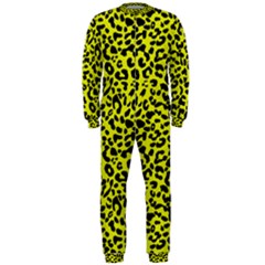Leopard Spots Pattern, Yellow And Black Animal Fur Print, Wild Cat Theme Onepiece Jumpsuit (men)  by Casemiro