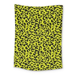 Leopard Spots Pattern, Yellow And Black Animal Fur Print, Wild Cat Theme Medium Tapestry by Casemiro