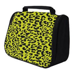 Leopard Spots Pattern, Yellow And Black Animal Fur Print, Wild Cat Theme Full Print Travel Pouch (small) by Casemiro