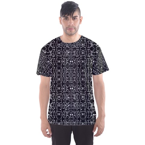 Black And White Ethnic Ornate Pattern Men s Sport Mesh Tee by dflcprintsclothing