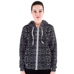 Black And White Ethnic Ornate Pattern Women s Zipper Hoodie by dflcprintsclothing