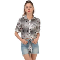 Pattern Petit Carreaux Tie Front Shirt  by kcreatif