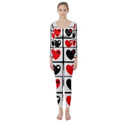 Hearts In Hearts Long Sleeve Catsuit by DollyLAMRON