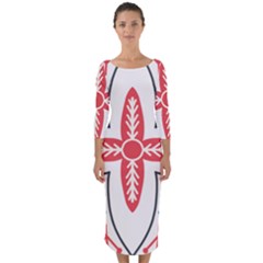 Motif Quarter Sleeve Midi Bodycon Dress by Sobalvarro