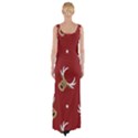 Cute reindeer head with star red background Thigh Split Maxi Dress View2