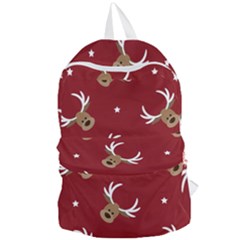 Cute Reindeer Head With Star Red Background Foldable Lightweight Backpack by BangZart