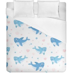 Seamless Pattern With Cute Sharks Hearts Duvet Cover (california King Size)