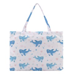 Seamless Pattern With Cute Sharks Hearts Medium Tote Bag