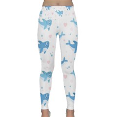 Seamless pattern with cute sharks hearts Lightweight Velour Classic Yoga Leggings