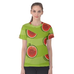 Seamless Background With Watermelon Slices Women s Cotton Tee