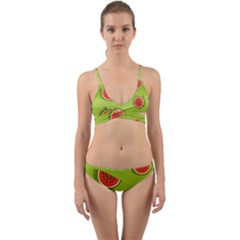 Seamless Background With Watermelon Slices Wrap Around Bikini Set
