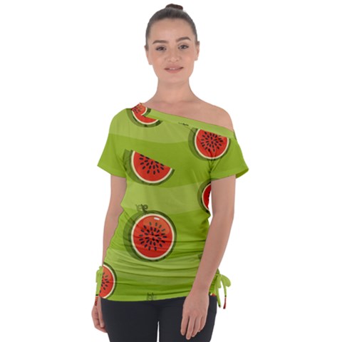 Seamless Background With Watermelon Slices Tie-up Tee by BangZart