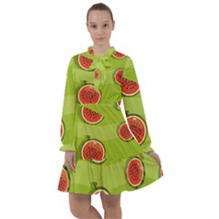 Seamless Background With Watermelon Slices All Frills Chiffon Dress by BangZart