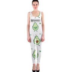 Cute Seamless Pattern With Avocado Lovers One Piece Catsuit